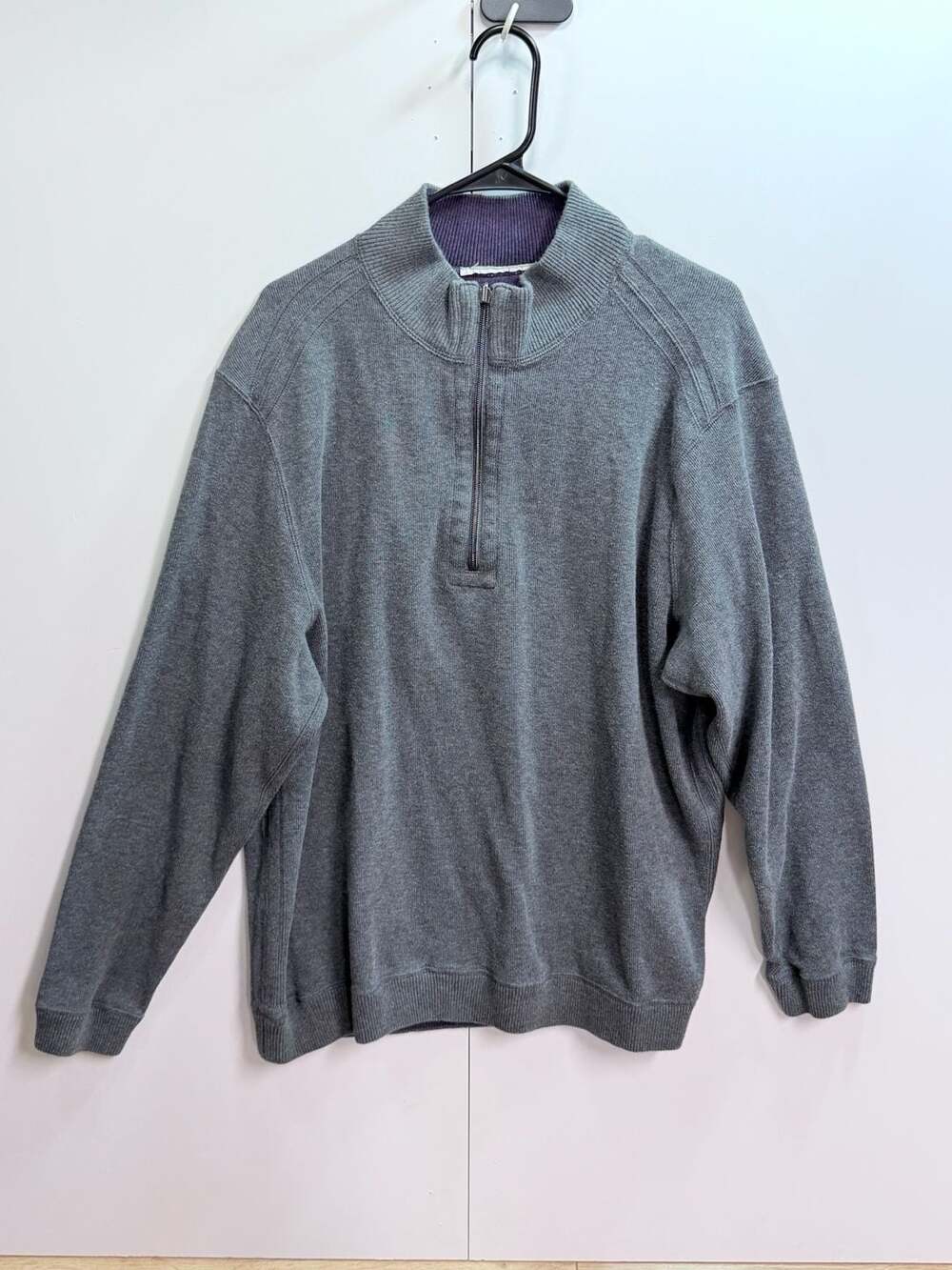 Tommy Bahama Men's Gray 1/4 Zip Cotton Sweater Size XL